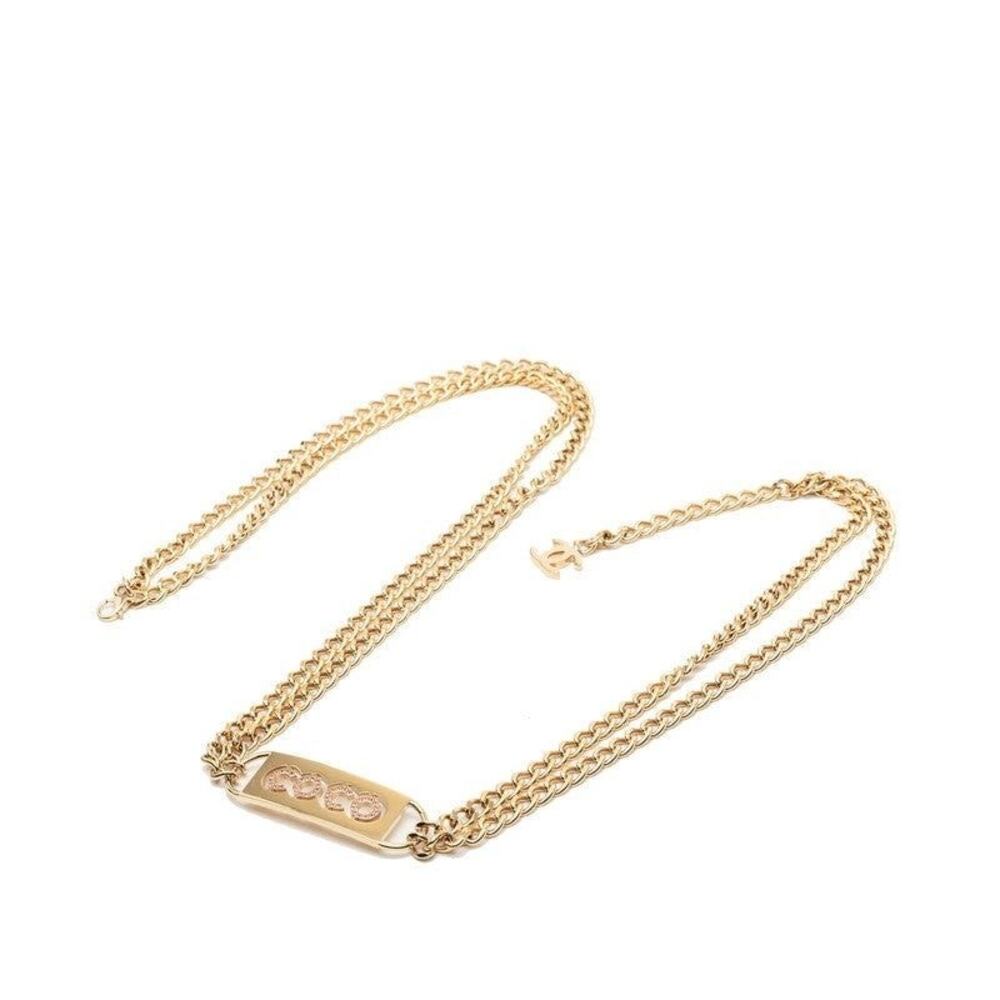 Chanel Rhinestone CC Logo Chain Belt Plated Gold